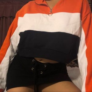 vertical striped multicolor cropped sweater